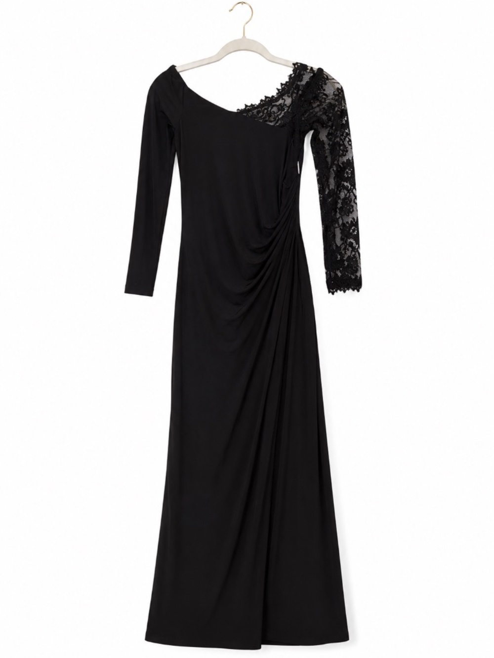 Prabal Gurung Collection Black One Shoulder Lace Gown Dress US 14